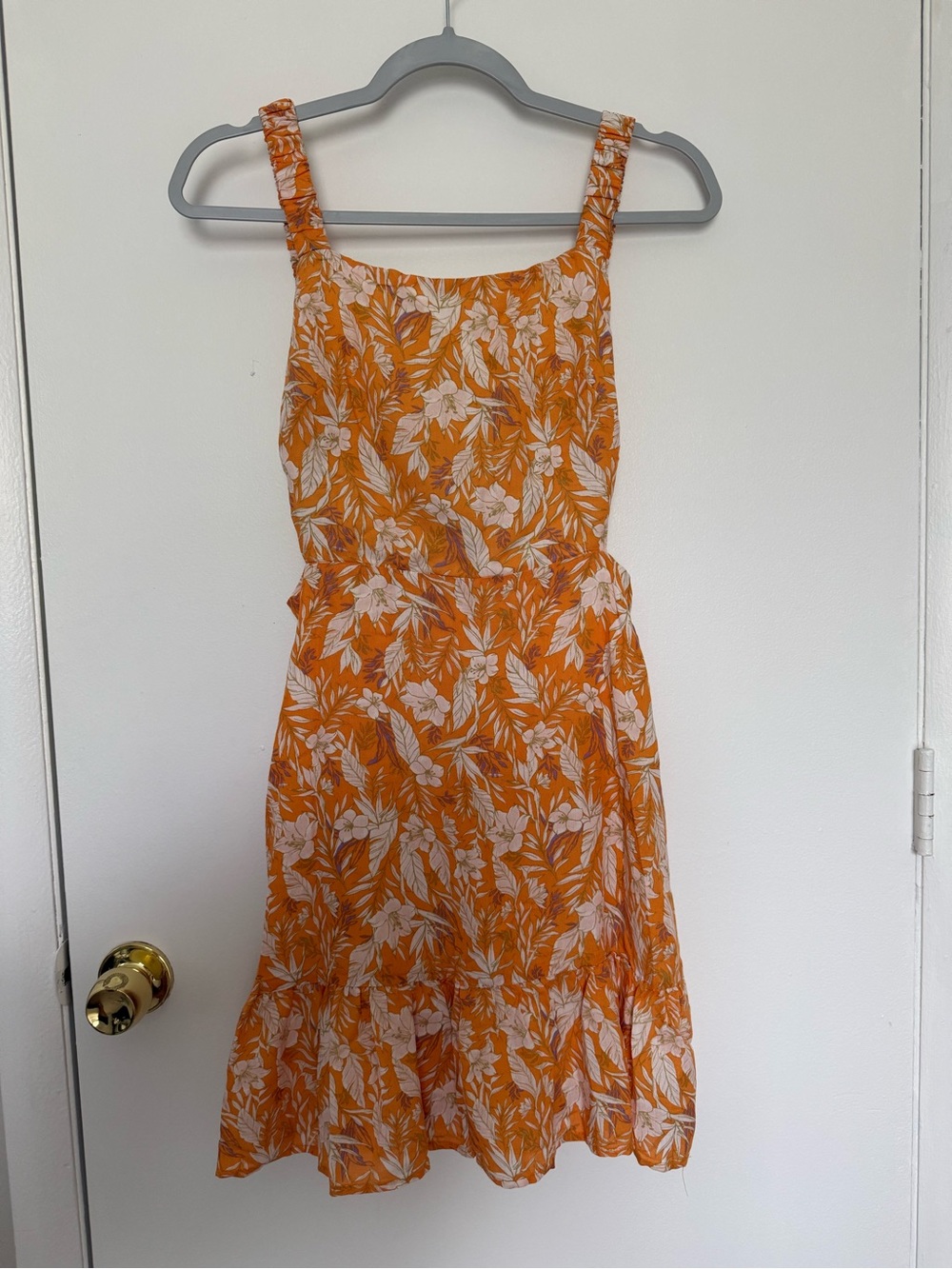 Floral orange sun dress backless